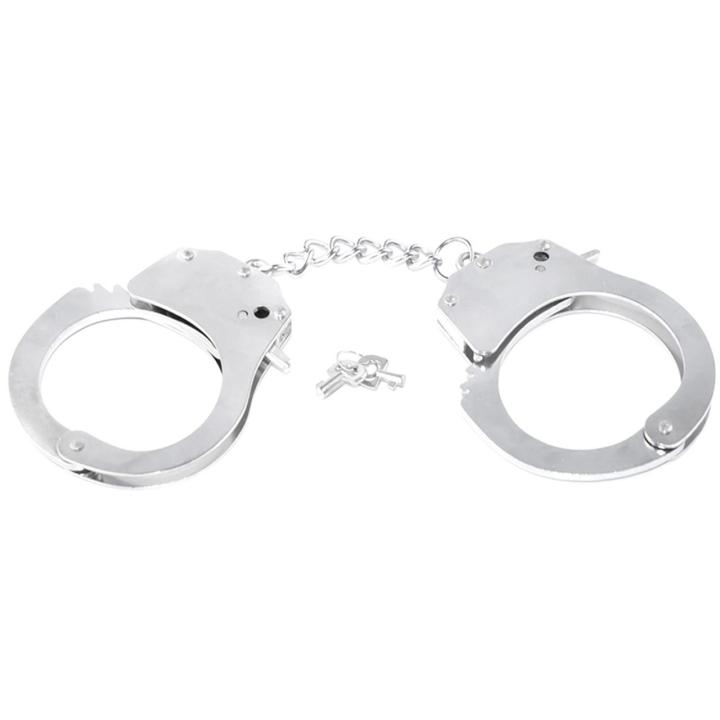 Metalowe kajdanki BDSM z kluczykiem - klasyczne akcesorium do gry władzy