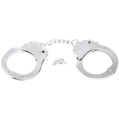 Metalowe kajdanki BDSM z kluczykiem - klasyczne akcesorium do gry władzy