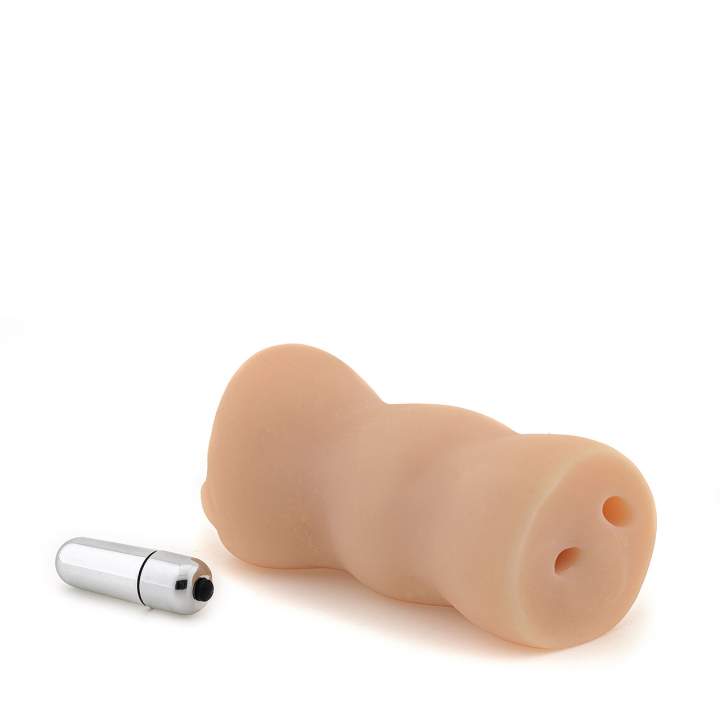 Cielisty realistyczny masturbator z miniwibratorem typu bullet – 7 funkcji wibracji