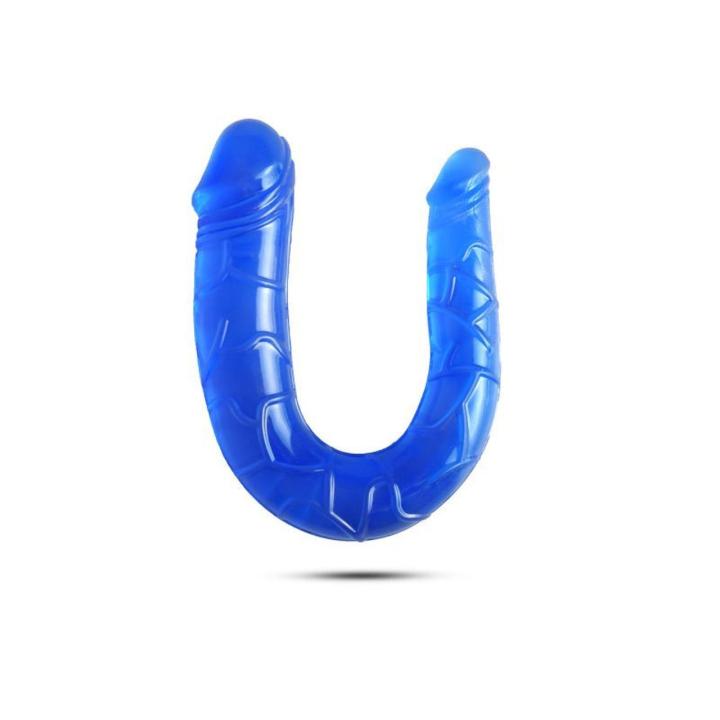 Niebieskie podwójne dildo realistyczne 15 cm elastyczne wodoodporne