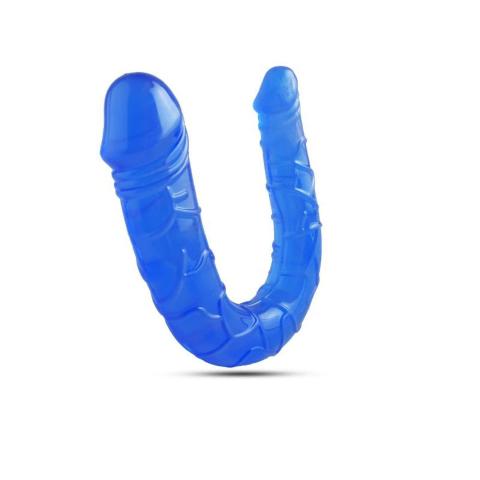 Niebieskie podwójne dildo realistyczne 15 cm elastyczne wodoodporne