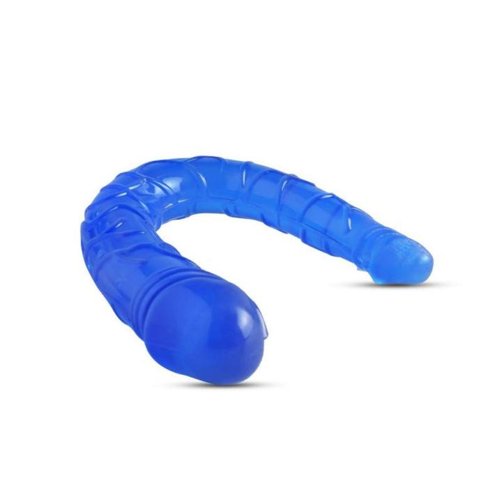 Niebieskie podwójne dildo realistyczne 15 cm elastyczne wodoodporne