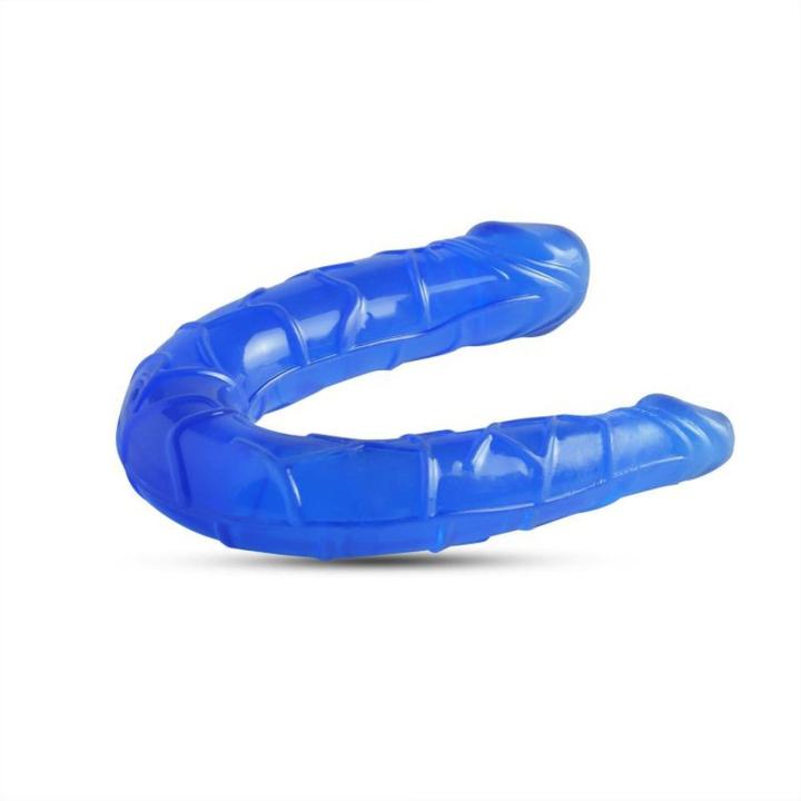 Niebieskie podwójne dildo realistyczne 15 cm elastyczne wodoodporne