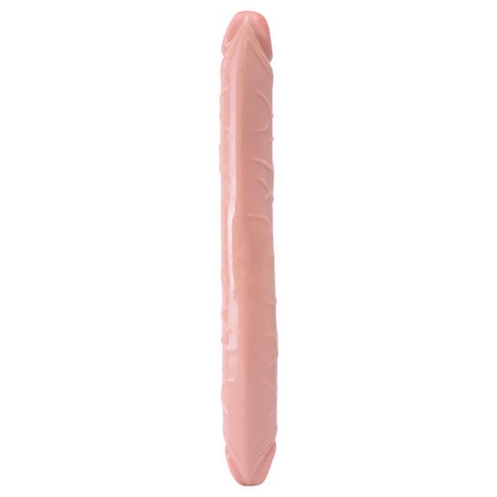 Realistyczne podwójne dildo elastyczne z żyłkowaniem i główką po obu stronach
