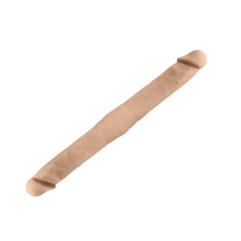 Podwójne dildo realistyczne cieliste S 38,5 cm z pamięcią kształtu