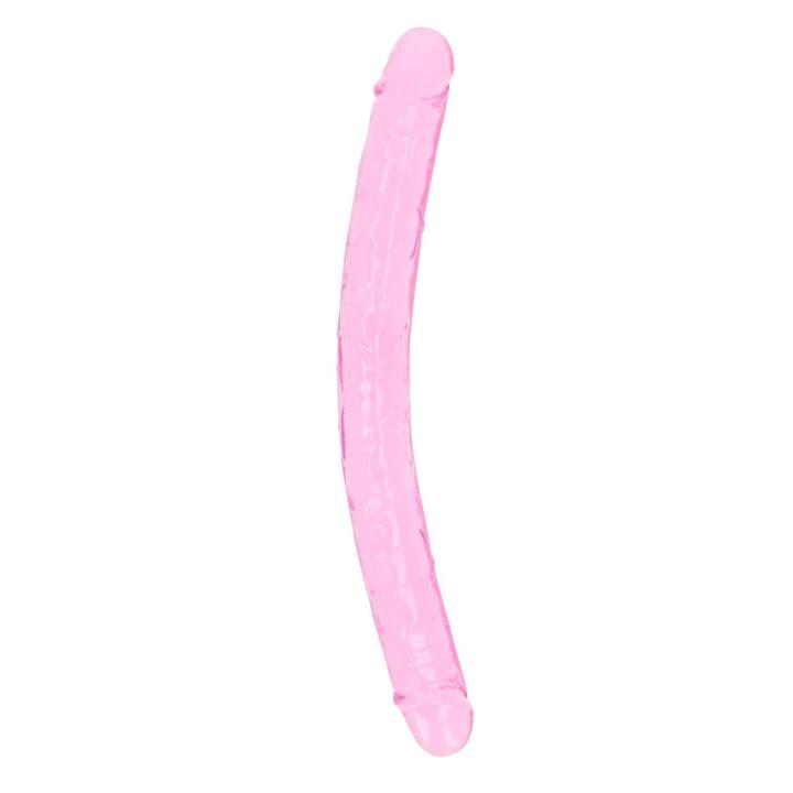 Przezroczyste podwójne dildo 34 cm z TPE – waginalne i analne