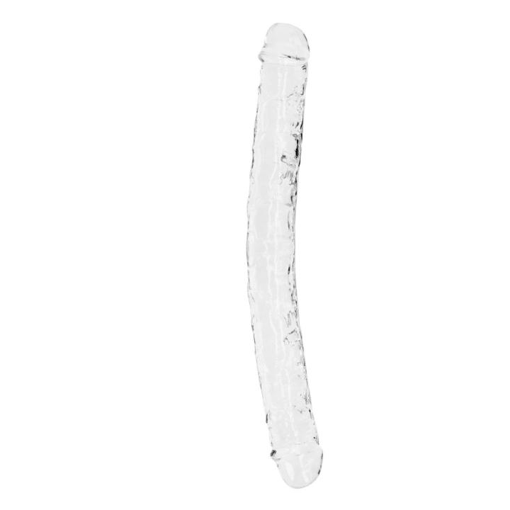 Przezroczyste podwójne dildo 34 cm z TPE – analne i waginalne