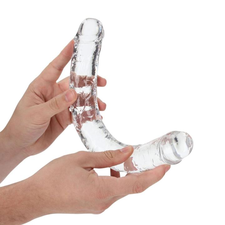 Przezroczyste podwójne dildo 34 cm z TPE – analne i waginalne