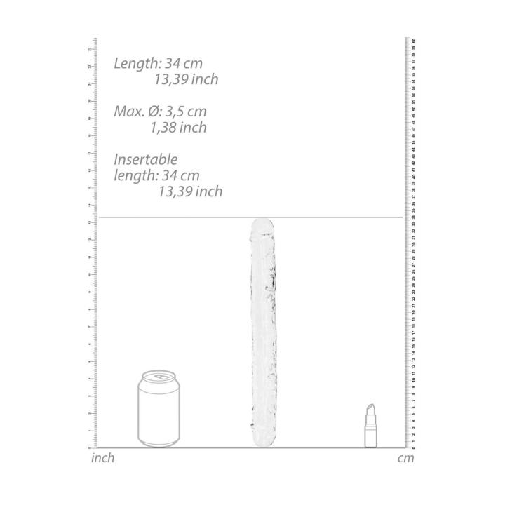Przezroczyste podwójne dildo 34 cm z TPE – analne i waginalne