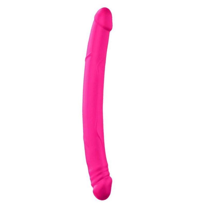 Podwójne dildo różowe 42 cm z silikonu medycznego