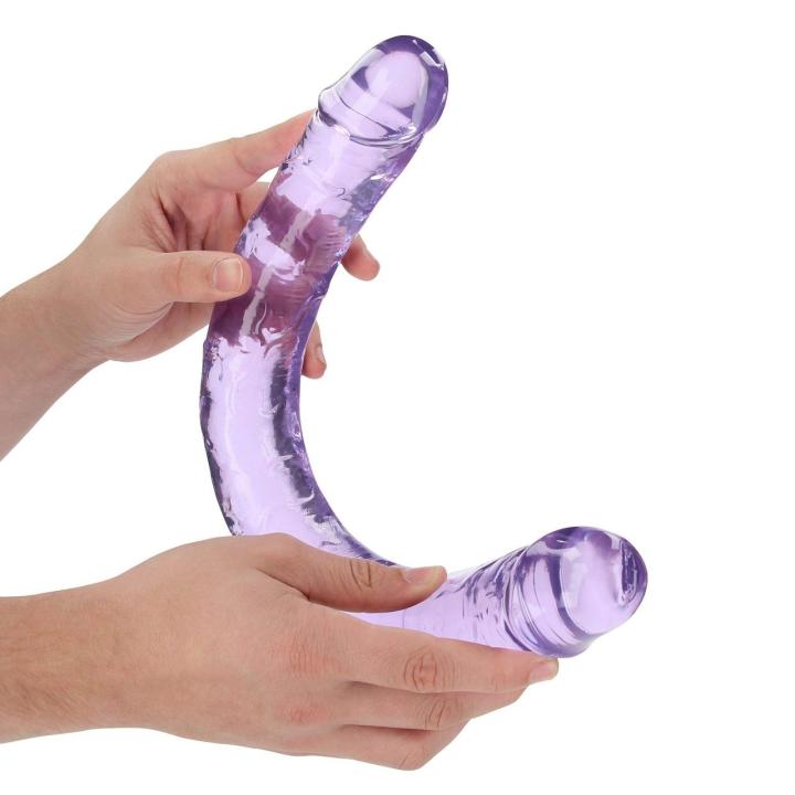 Przezroczyste podwójne dildo 45 cm z TPE do analnej i waginalnej stymulacji