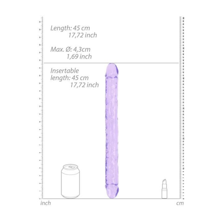 Przezroczyste podwójne dildo 45 cm z TPE do analnej i waginalnej stymulacji