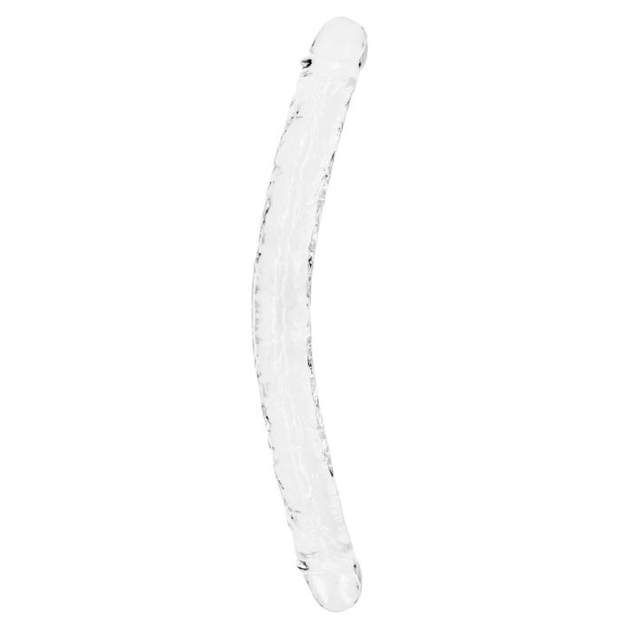 Przezroczyste podwójne dildo 45 cm z przyssawką – TPE bez ftalanów