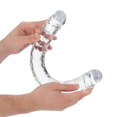 Przezroczyste podwójne dildo 45 cm z przyssawką – TPE bez ftalanów