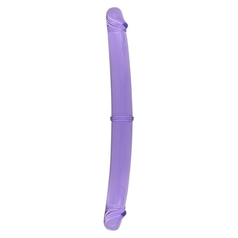 Podwójne dildo fioletowe 30,5 cm elastyczne do zabaw solo i dla par