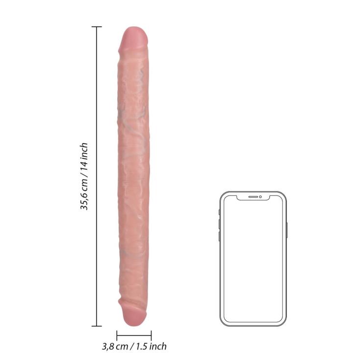 Podwójne dildo realistyczne 35,0 cm – smukłe, z żyłkowaniem
