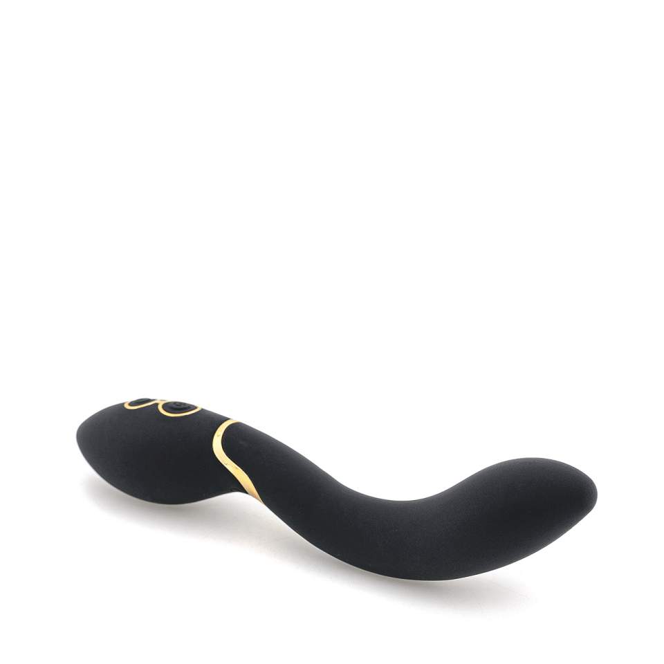 Czarny wygięty wibrator klasyczny z silikonu i tworzywa ABS