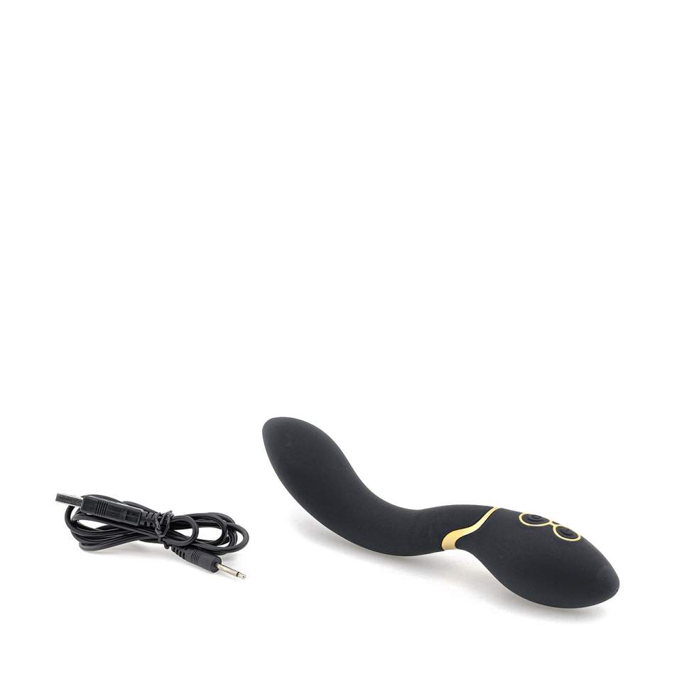 Czarny wygięty wibrator klasyczny z silikonu i tworzywa ABS