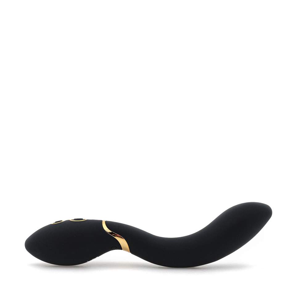 Czarny wygięty wibrator klasyczny z silikonu i tworzywa ABS