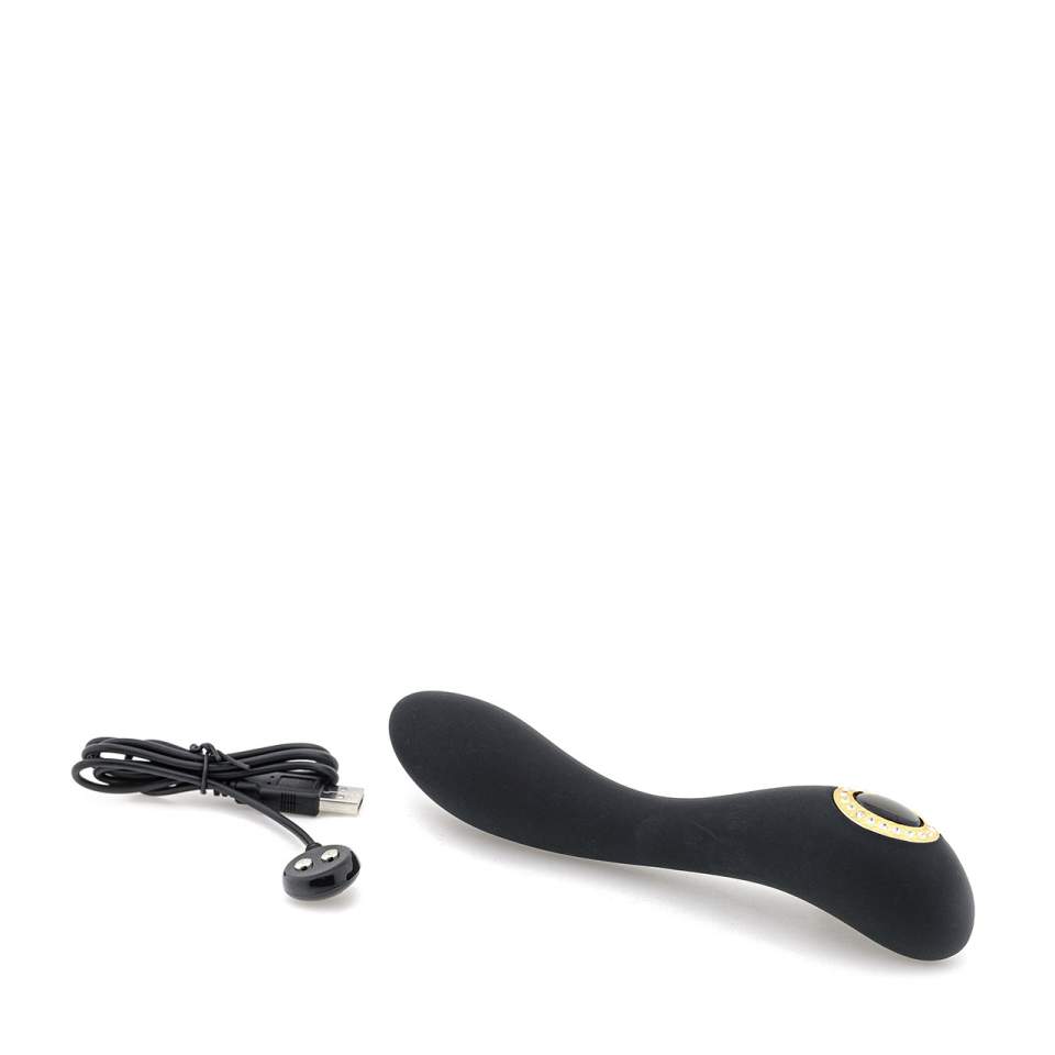 Czarny ekskluzywny wibrator klasyczny z wygiętym korpusem