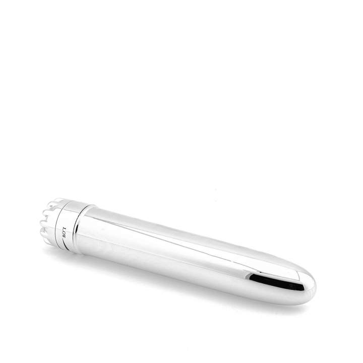 Srebrny elegancki wibrator klasyczny z tworzywa ABS