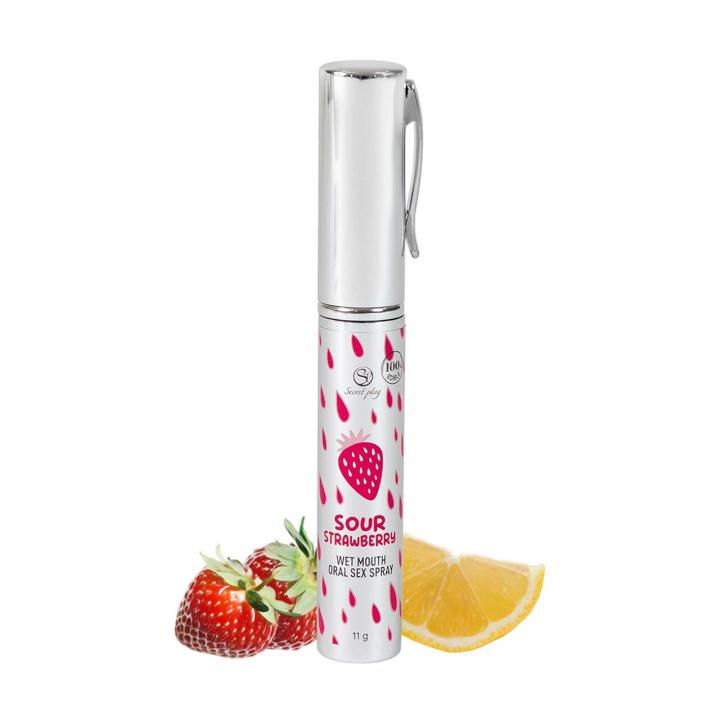 Spray do ust do seksu oralnego kwaśna truskawka 11 g jadalny wodny