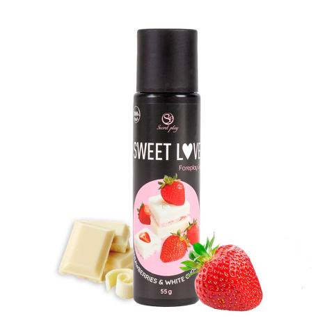 Jadalny żel smakowy truskawka i biała czekolada 60 ml – do pieszczot i masażu