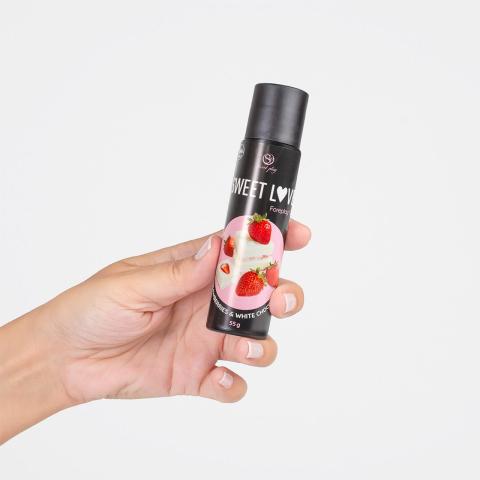 Jadalny żel smakowy truskawka i biała czekolada 60 ml – do pieszczot i masażu