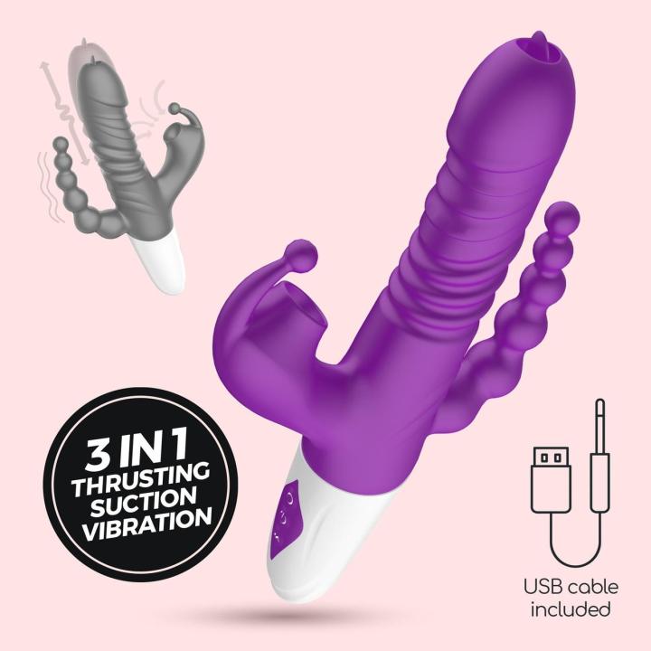Wielofunkcyjny wibrator 3w1 z posuwem i ssaniem – do punktu G, 23 cm