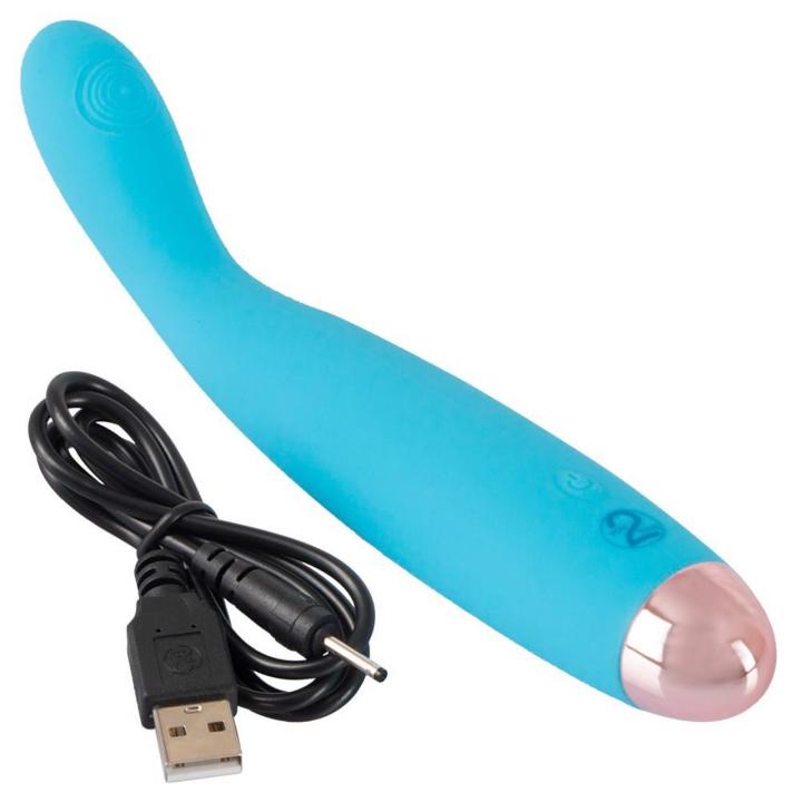 Mini wibrator niebieski silikonowy - 7 trybów, wodoodporny, USB