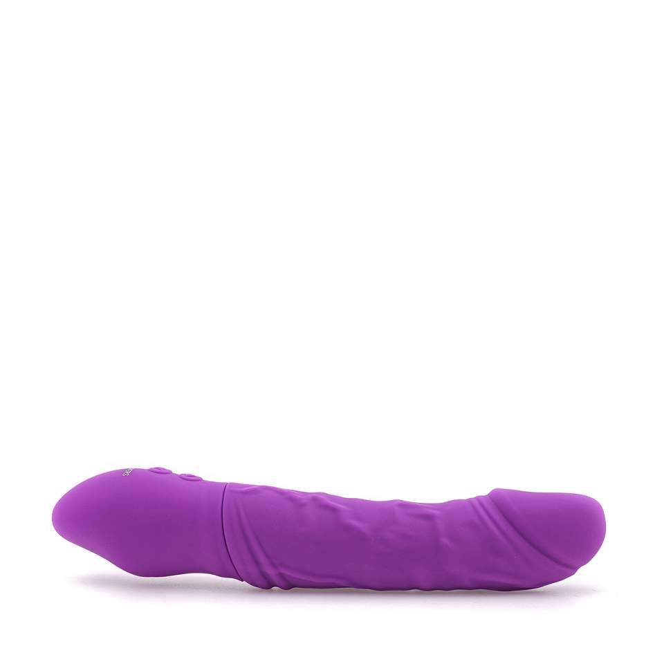 Fioletowy wodoodporny wibrator klasyczny z elementami realistycznymi