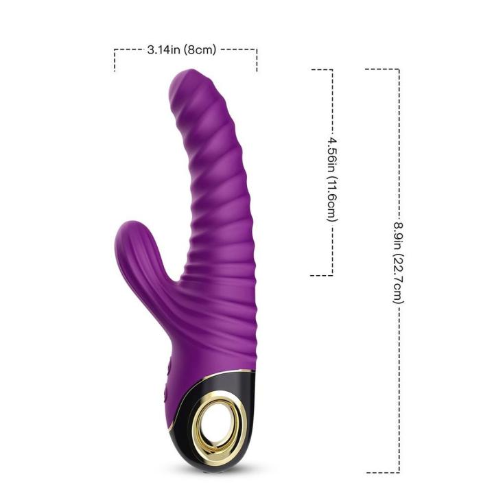 Fioletowy wibrator do punktu G i łechtaczki, 2 silniki, wodoodporny, USB