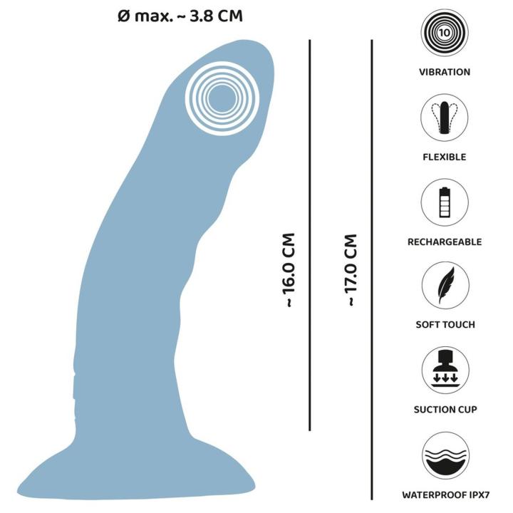 Niebieskie dildo do punkt G z przyssawką serce niebieski, 10 trybów, wodoodporny usb