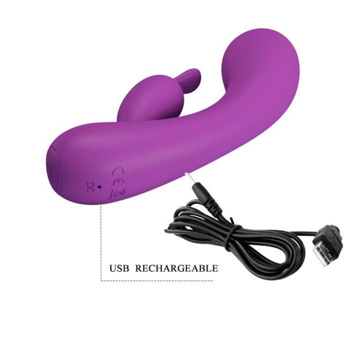Wibrator do punktu G z króliczkiem 12 trybów, silikonowy, ładowanie USB