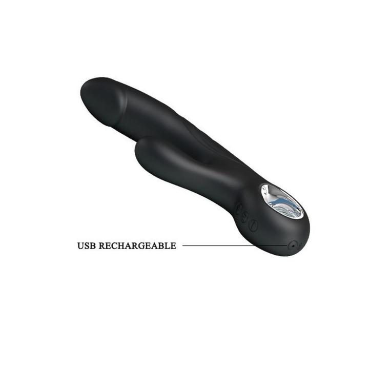 Wibrator do punktu G z masażerem łechtaczki USB, 7 trybów czarny