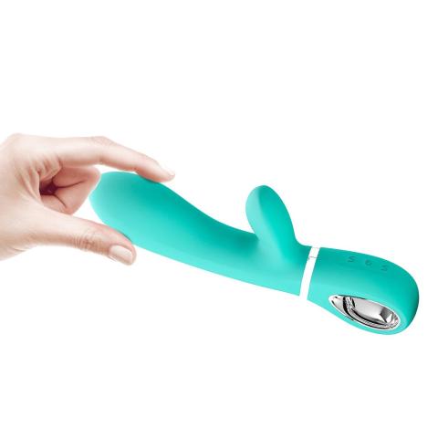 Zielony wibrator do punktu g z króliczkiem usb – 7 trybów wibracji