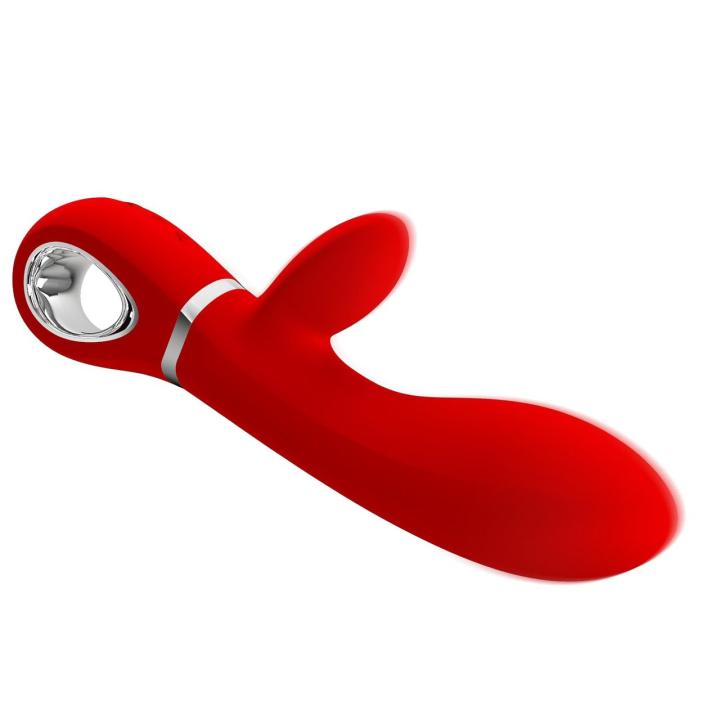 Wibrator do punktu g z króliczkiem USB czerwony, 7 trybów wibracji