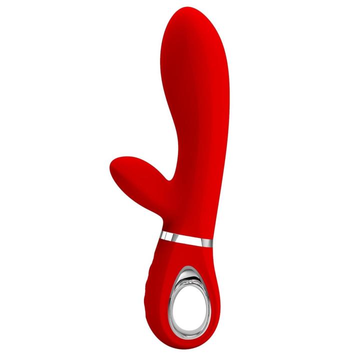 Wibrator do punktu g z króliczkiem USB czerwony, 7 trybów wibracji