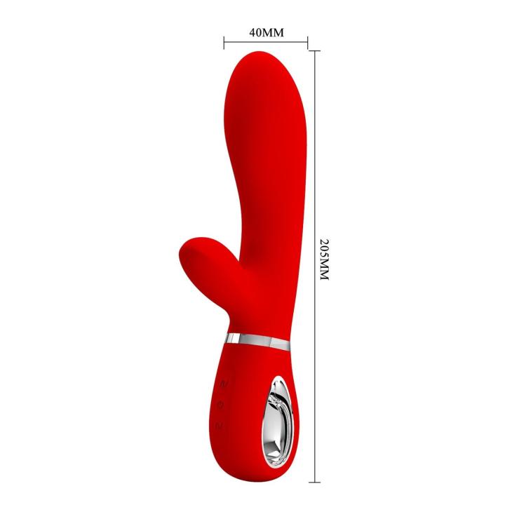 Wibrator do punktu g z króliczkiem USB czerwony, 7 trybów wibracji