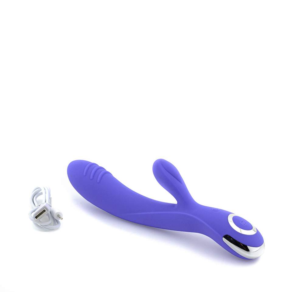 Fioletowy silikonowy wibrator króliczek do stymulacji łechtaczki i masażu pochwy