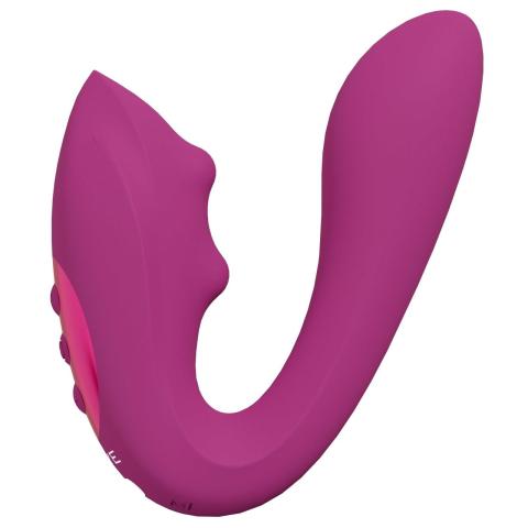 Wibrator punktu G z koralikami i podwójnym silnikiem, różowy, USB, IPX7