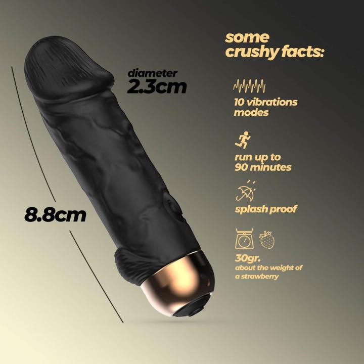 Czarny mini wibrator bullet 8,8 cm - 10 trybów, wodoodporny, USB