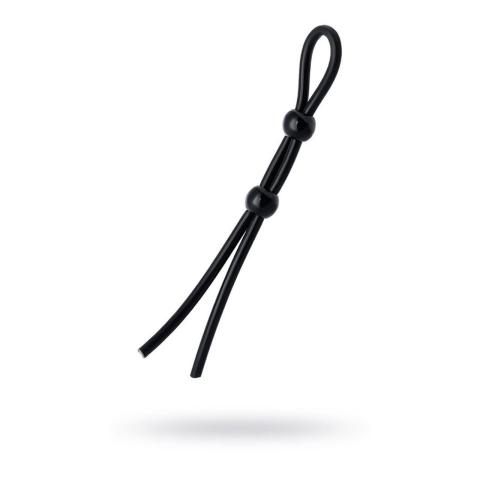 Regulowane lasso na penisa i mosznę z silikonu czarne 19,5 cm