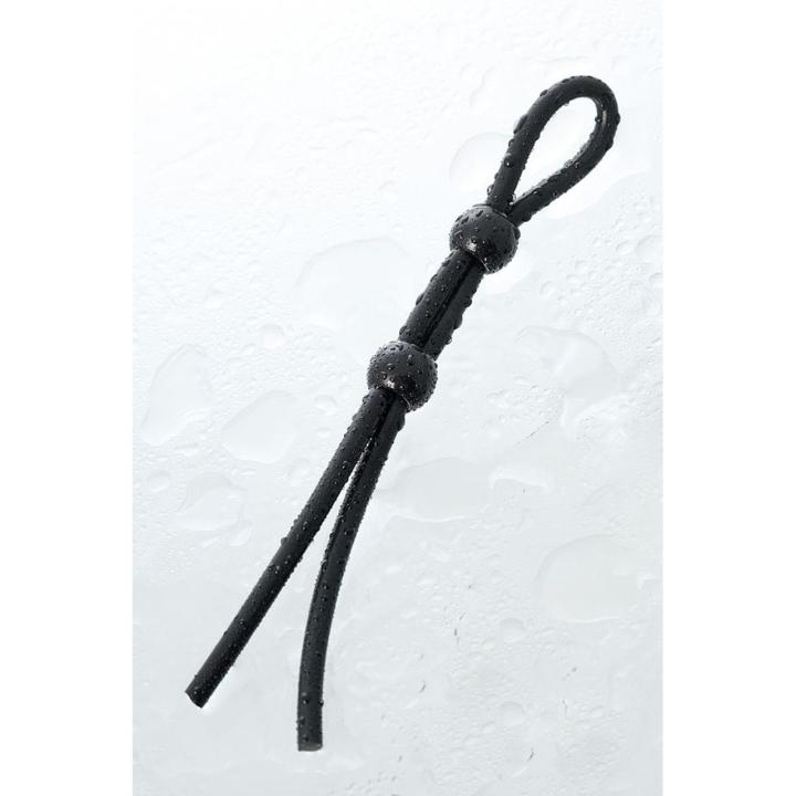 Regulowane lasso na penisa i mosznę z silikonu czarne 19,5 cm