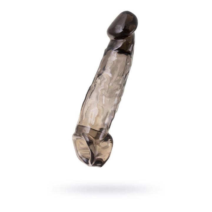 Elastyczna przedłużka na penisa TPE 19,5 cm czarna, wydłużenie do 5,5 cm