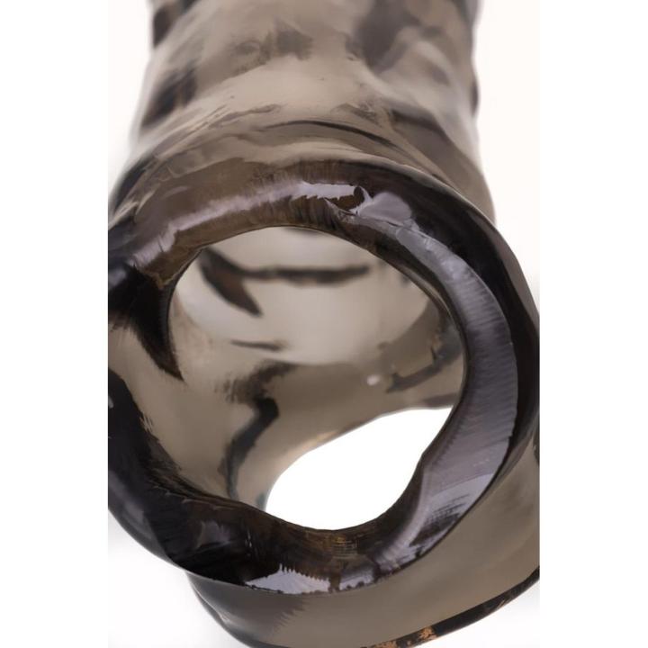 Elastyczna przedłużka na penisa TPE 19,5 cm czarna, wydłużenie do 5,5 cm