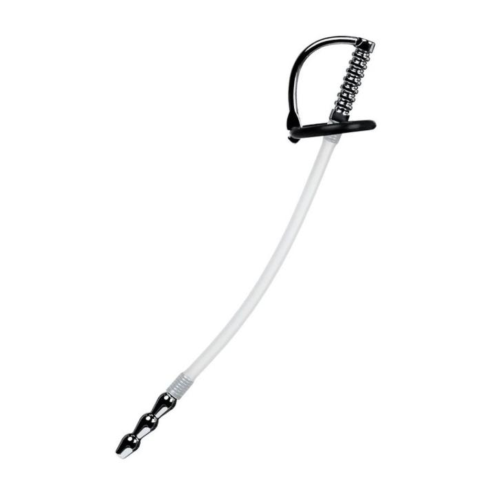 Metalowy cewnik uretralny 23 cm z silikonową końcówką i pierścieniami