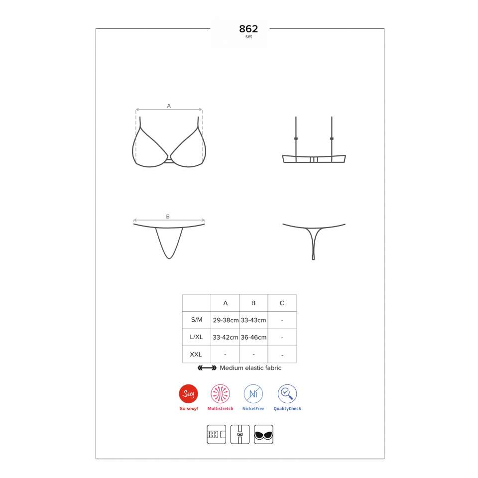 2-częściowy czarny komplet Obsessive 862-SET-1