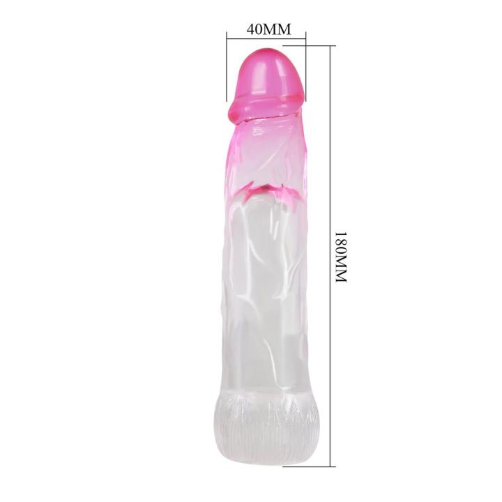 Wodoodporny przedłużacz penisa 18 cm z prążkami i realistyczną główką