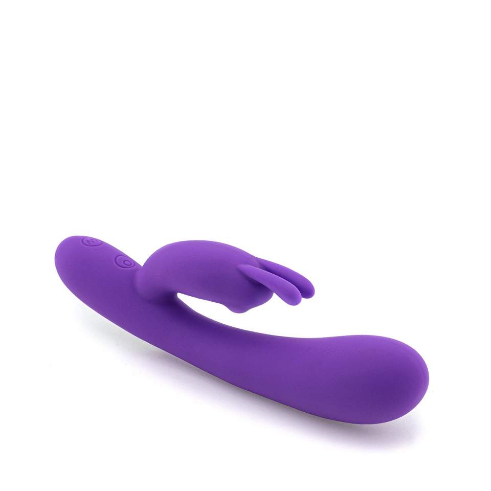 Fioletowy silikonowy wibrator króliczek ze stymulacją łechtaczki i dużą mocą